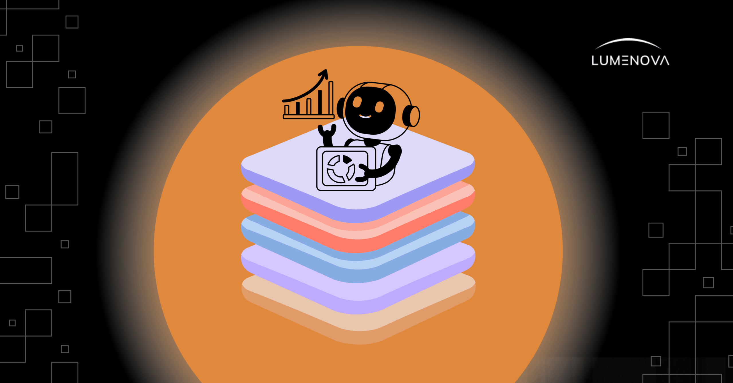 Layered AI system with monitoring icon, representing AI governance enabling scalable enterprise AI adoption.